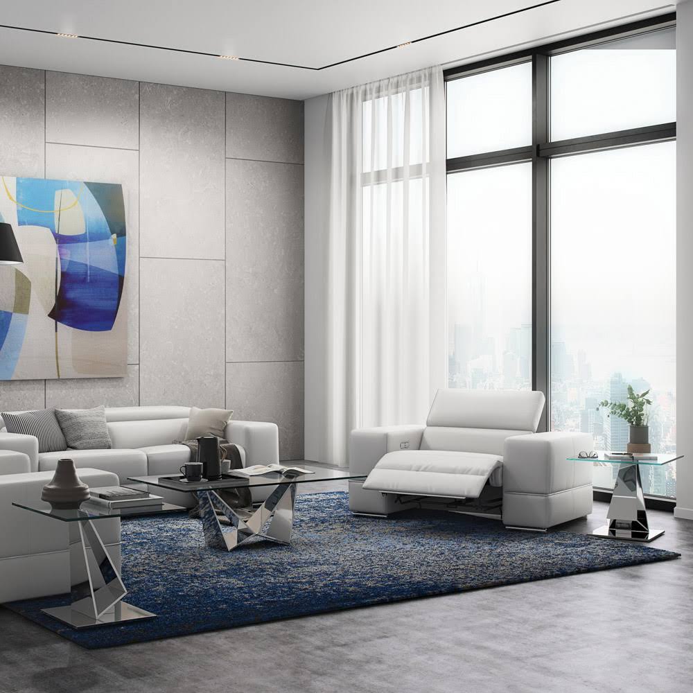 Clear Glass End Table with Polished Stainless Steel Base H50760