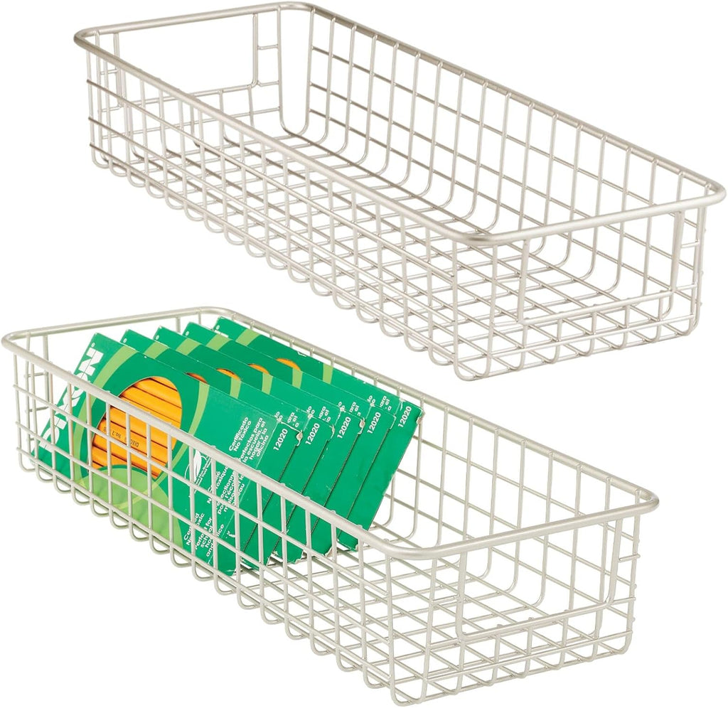 Matte Black Metal Wire Storage Basket Bin with Handles, 2 Pack Y43333