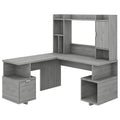 Modern Gray L-Shaped Desk with Hutch M46199