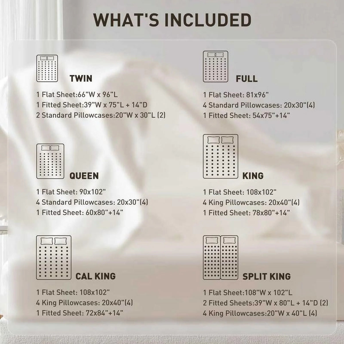 6 Piece Satin Sheet Set with Flat Sheet, Fitted Sheet, 4 Pillowcases D49832