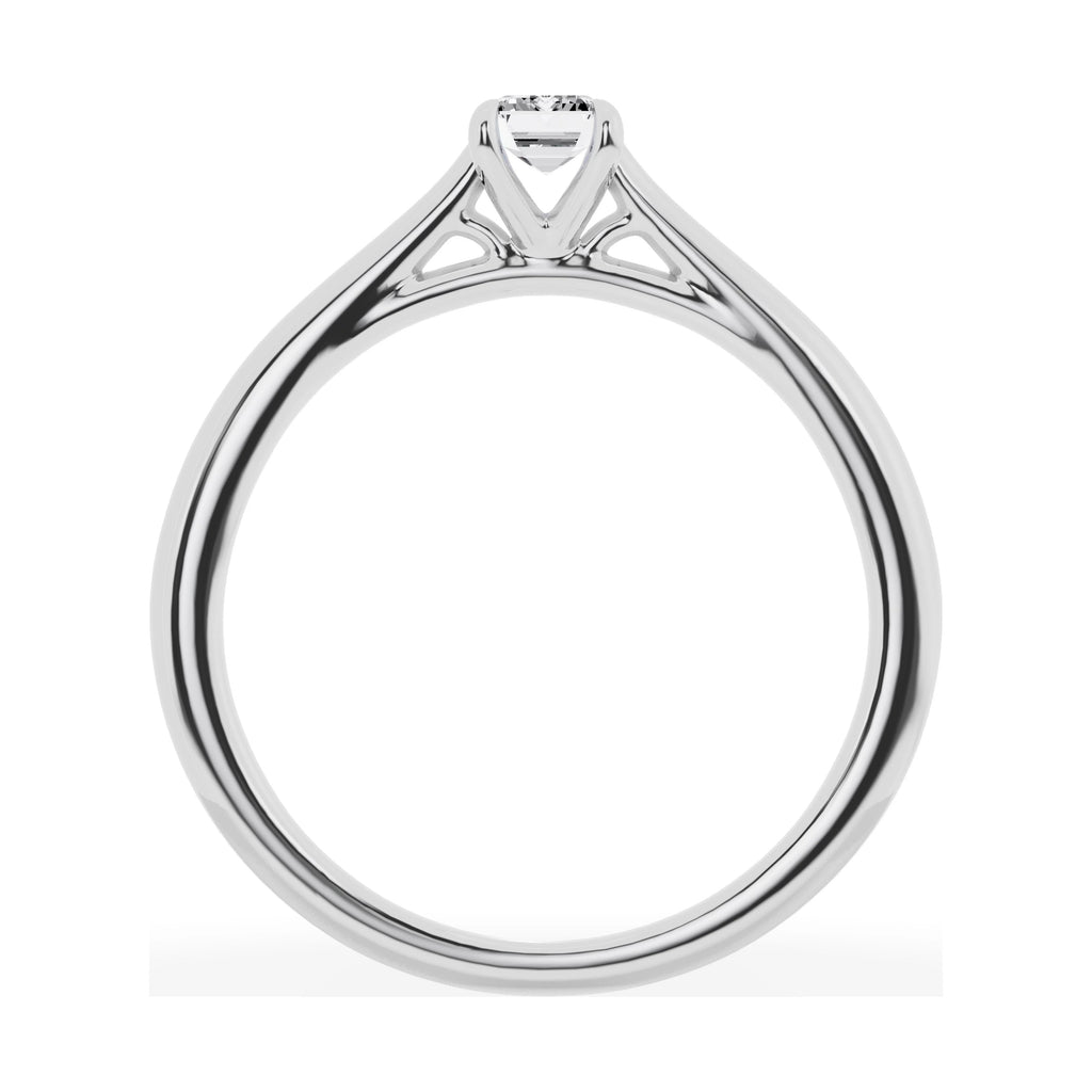 0.33 Carat Solitaire 4-Prong Lab Grown Emerald-Cut Diamond Engagement Ring 10K White Gold P1216