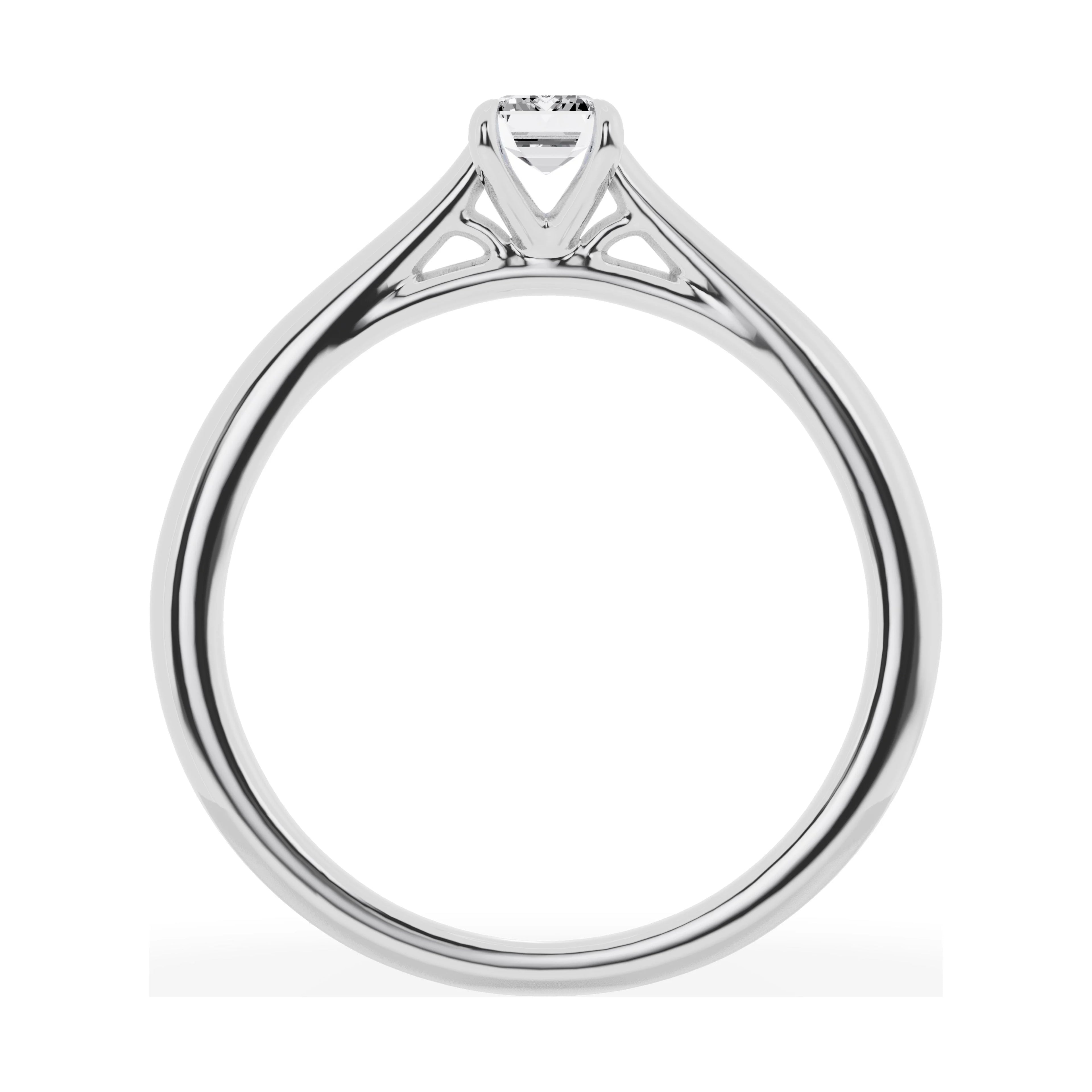 0.33 Carat Solitaire 4-Prong Lab Grown Emerald-Cut Diamond Engagement Ring 10K White Gold P1216