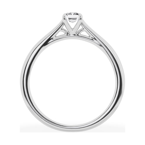 0.33 Carat Solitaire 4-Prong Lab Grown Emerald-Cut Diamond Engagement Ring 10K White Gold P1216