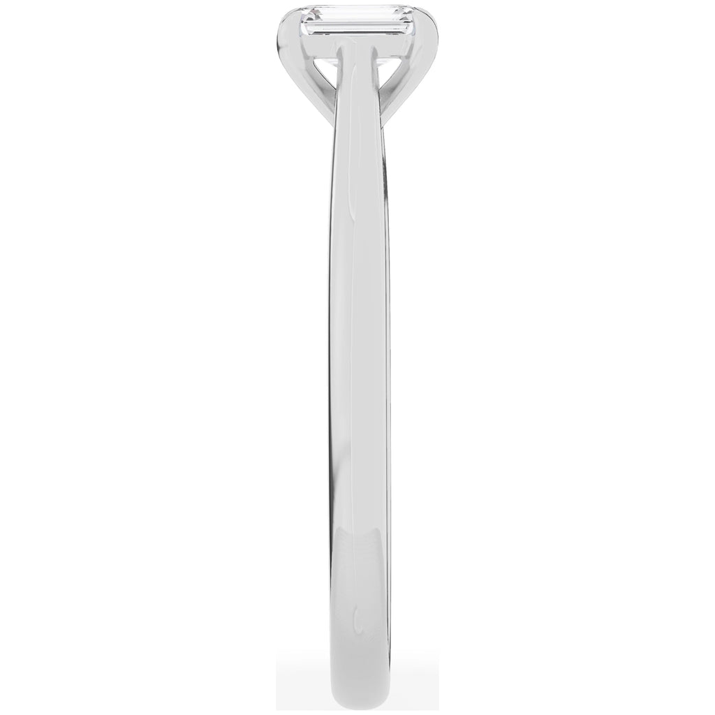 0.33 Carat Solitaire 4-Prong Lab Grown Emerald-Cut Diamond Engagement Ring 10K White Gold P1216