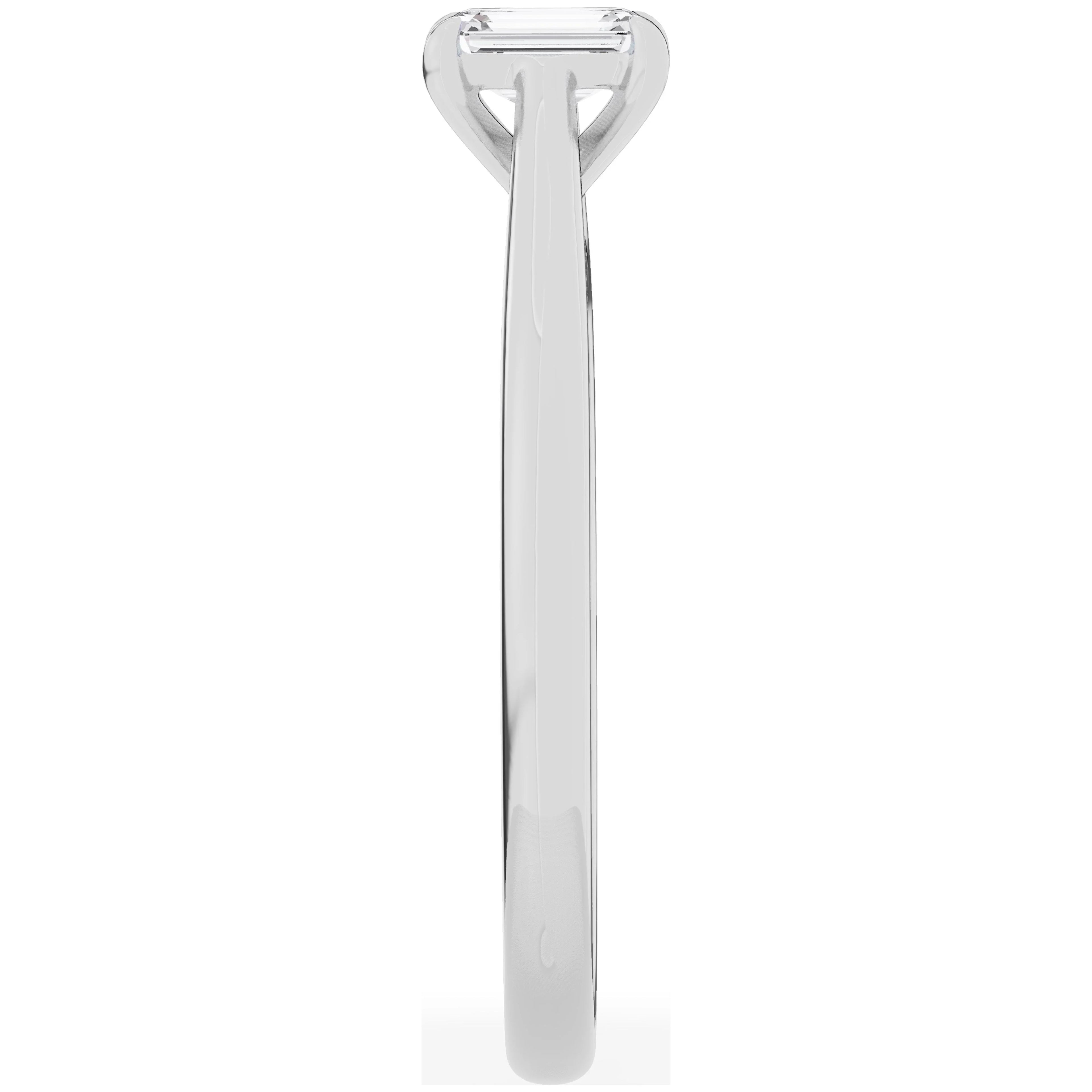 0.33 Carat Solitaire 4-Prong Lab Grown Emerald-Cut Diamond Engagement Ring 10K White Gold P1216