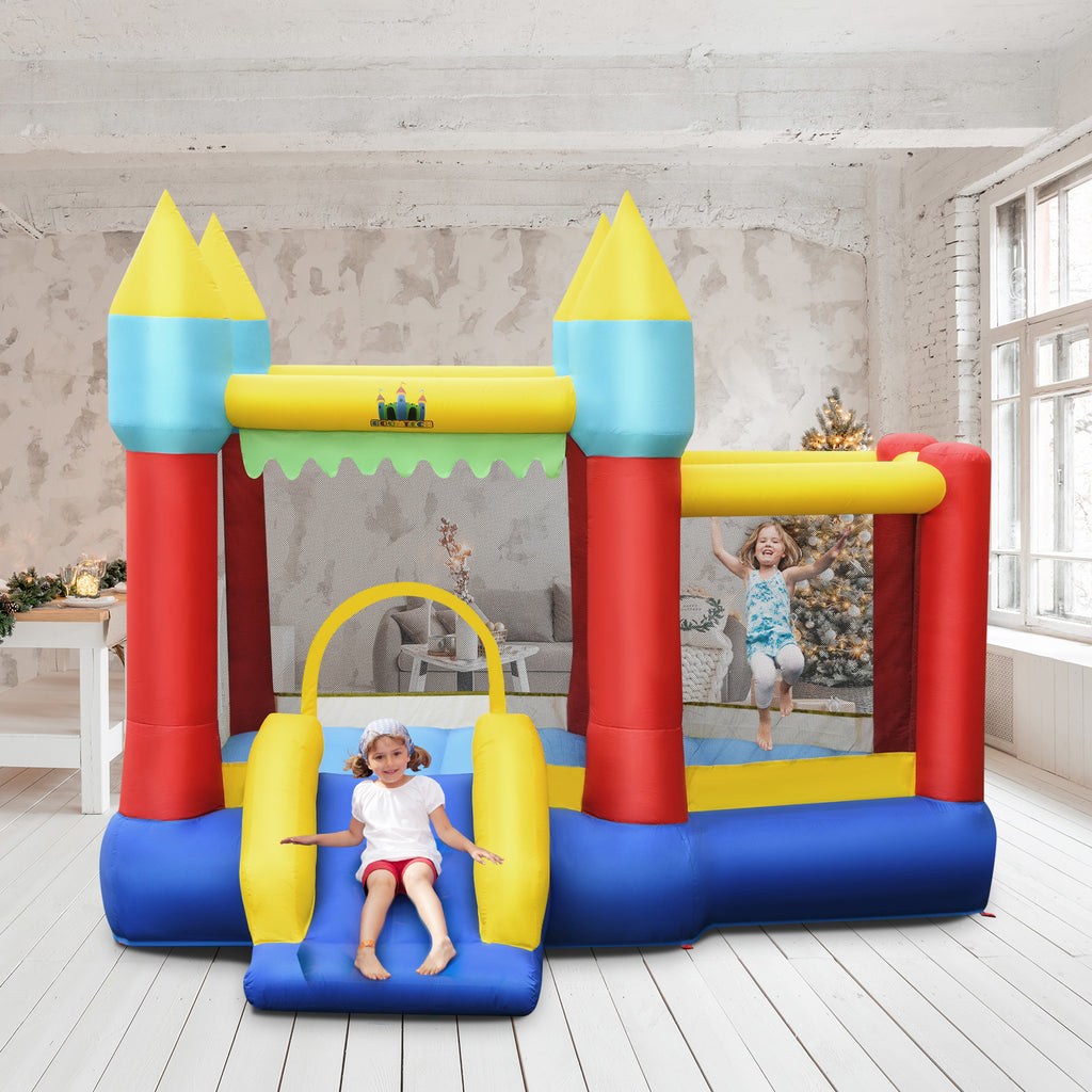 Inflatable Bounce House Slide with Tunnels Ball Pit and 480W Blower H9300