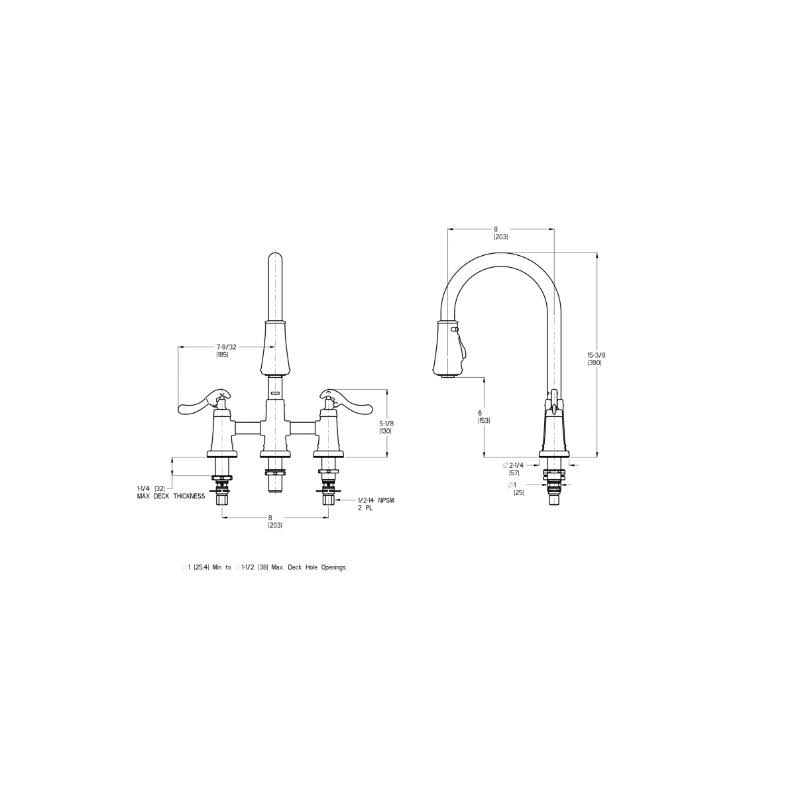Brushed Nickel 2-Handle Pull-Down Kitchen Faucet H1333