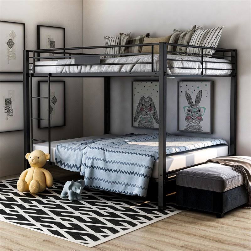 Metal Queen Over Queen Bunk Bed in Black F520