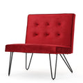 Berry and Black Velvet Accent Chair Y348319