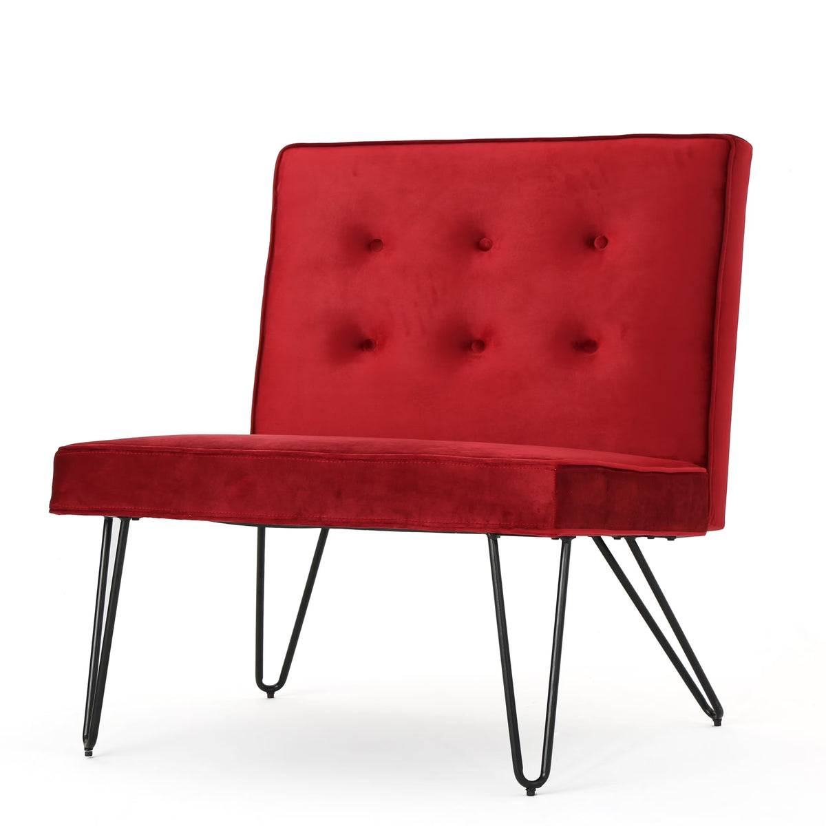 Berry and Black Velvet Accent Chair Y348319