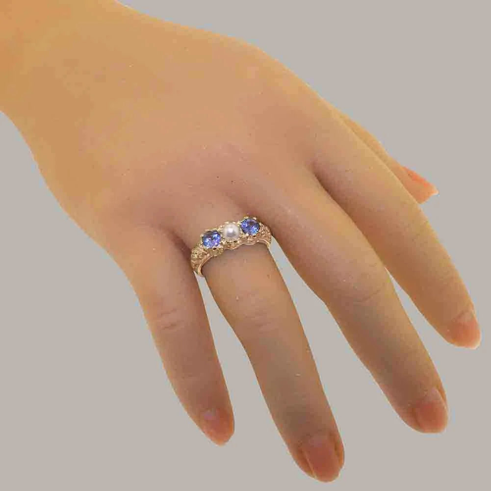 10k Rose Gold Cultured Pearl Tanzanite Ring R246862