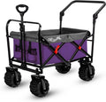 Purple All Terrain Collapsible Beach Wagon with Rubber Wheels Q909022
