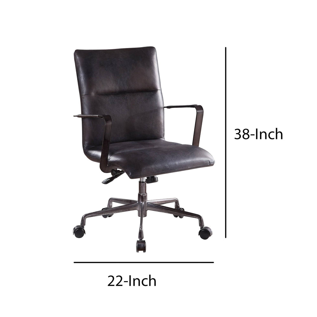 Black Faux Leather Upholstered Wooden Office Chair A1507