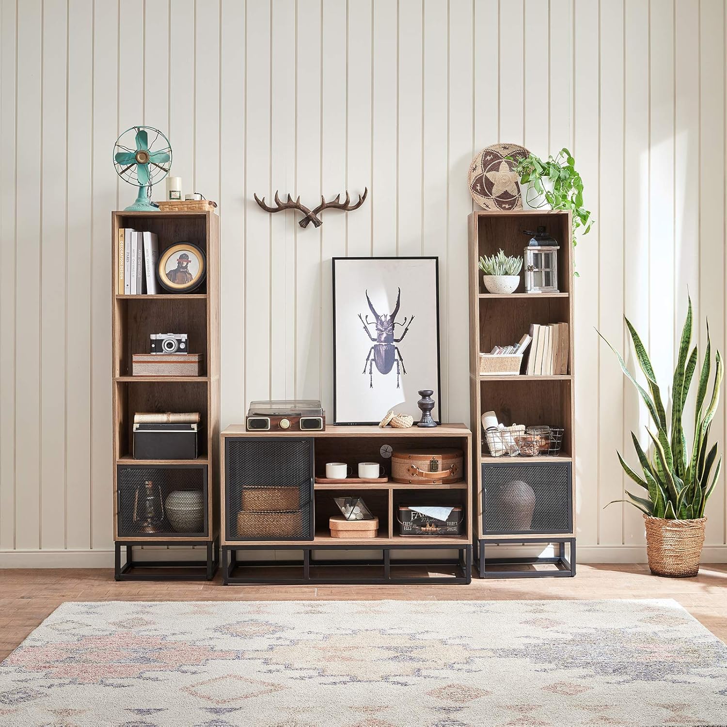 Industrial Bookcase with Drawers V669