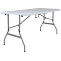 5-Foot Height Adjustable Bi-Fold Granite White Plastic Folding Table H667468