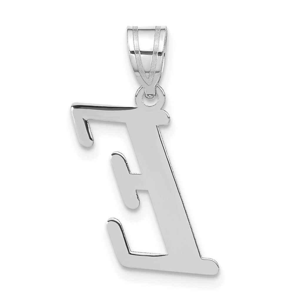 14k White Gold Polished Letter E Initial Pendant Necklace K20221