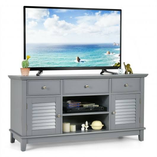 Gray TV Stand Media Console with Drawers Cabinets J61060