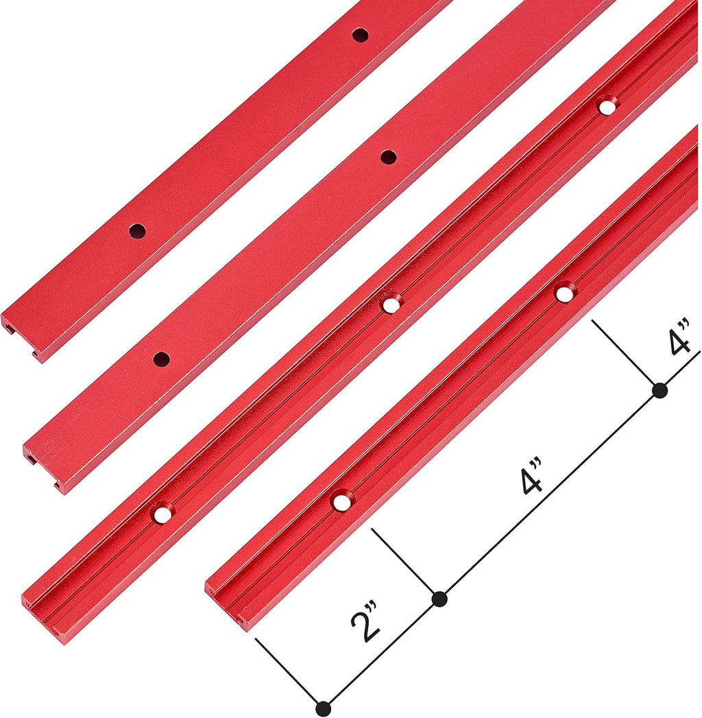 T Track 48" with Wood Screws Double Cut Profile Universal T-Track with Predrilled Mounting Holes Fine Sandblast Anodized Red Color Pack of 2 W8839