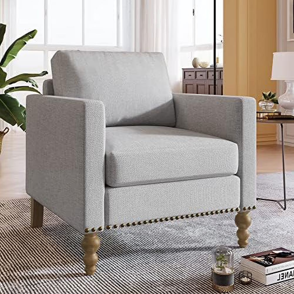 Blue Linen Tufted Recliner Sofa V698358
