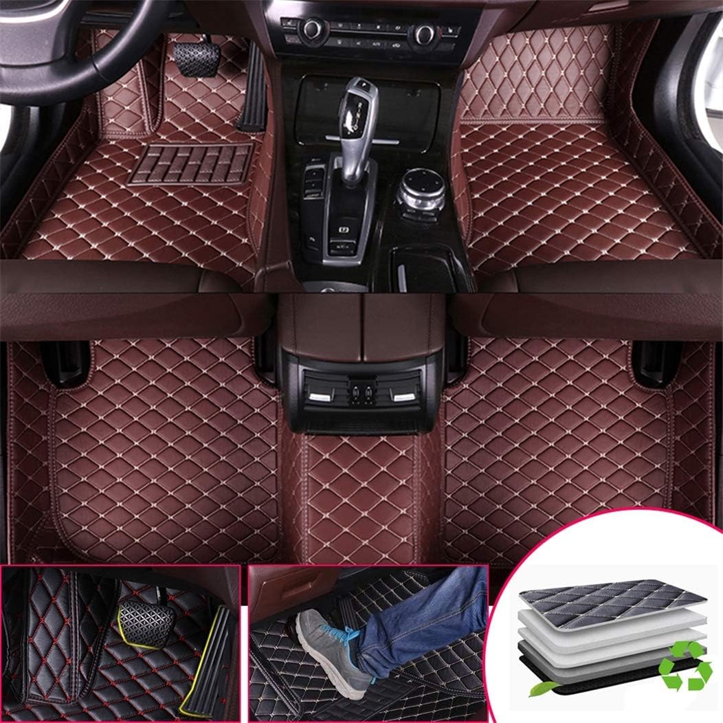 Brown Leather Car Floor Mats D8014