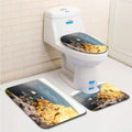 3 Piece Bathroom Rugs Set with Contour Mat and Toilet Lid Cover Q66858