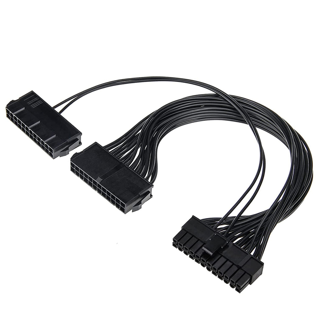 Dual PSU 24-Pin ATX Motherboard Adapter Extension Cable 30cm Black X884