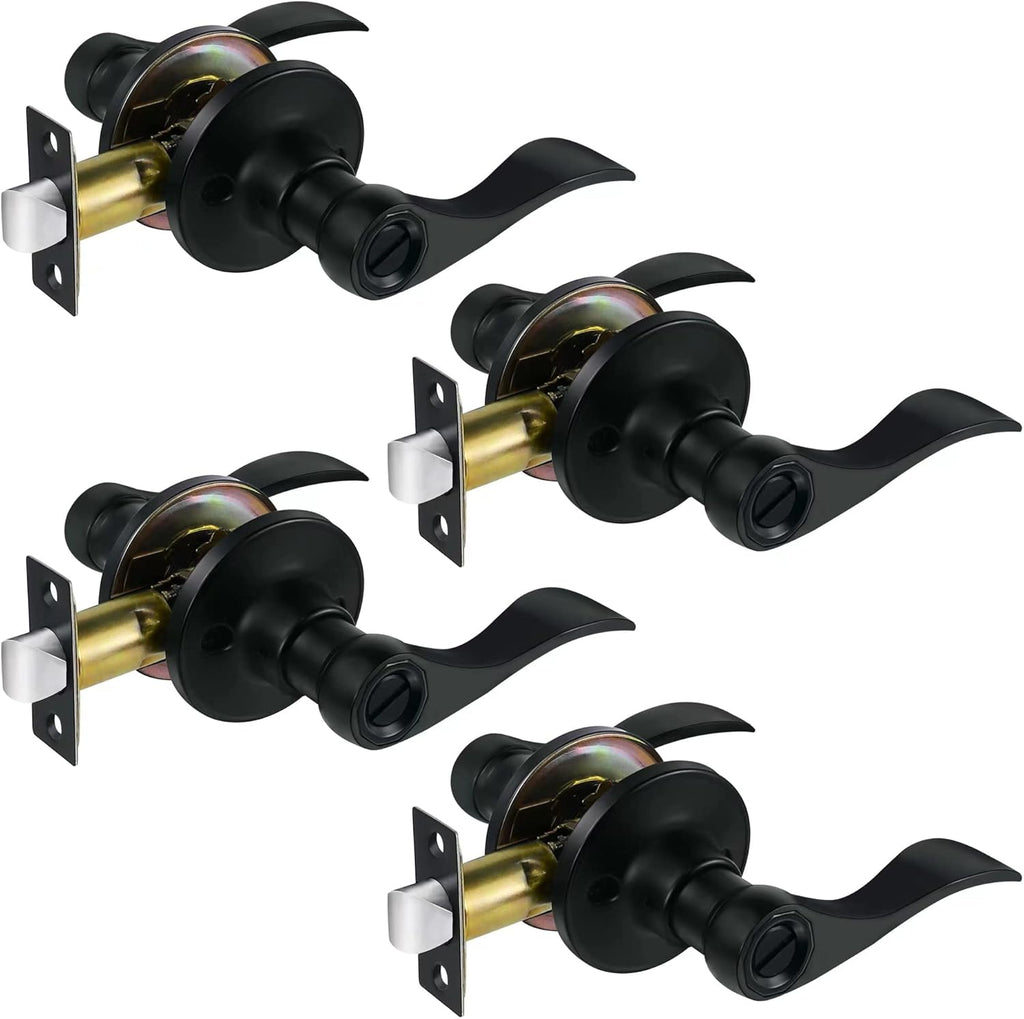 Satin Nickel Privacy Door Lever Handle, Set of 4 N534545