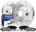 Drilled & Slotted Front Brake Kit Rotors & Pads with Clips Hardware Kit L5478