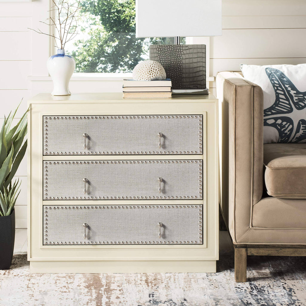 Beige Light Grey 3-Drawer Chest Q362