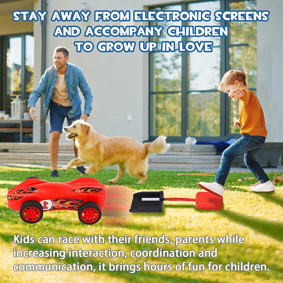 Air Powered Toy Car Launchers with Ramp and Finish Line P8941