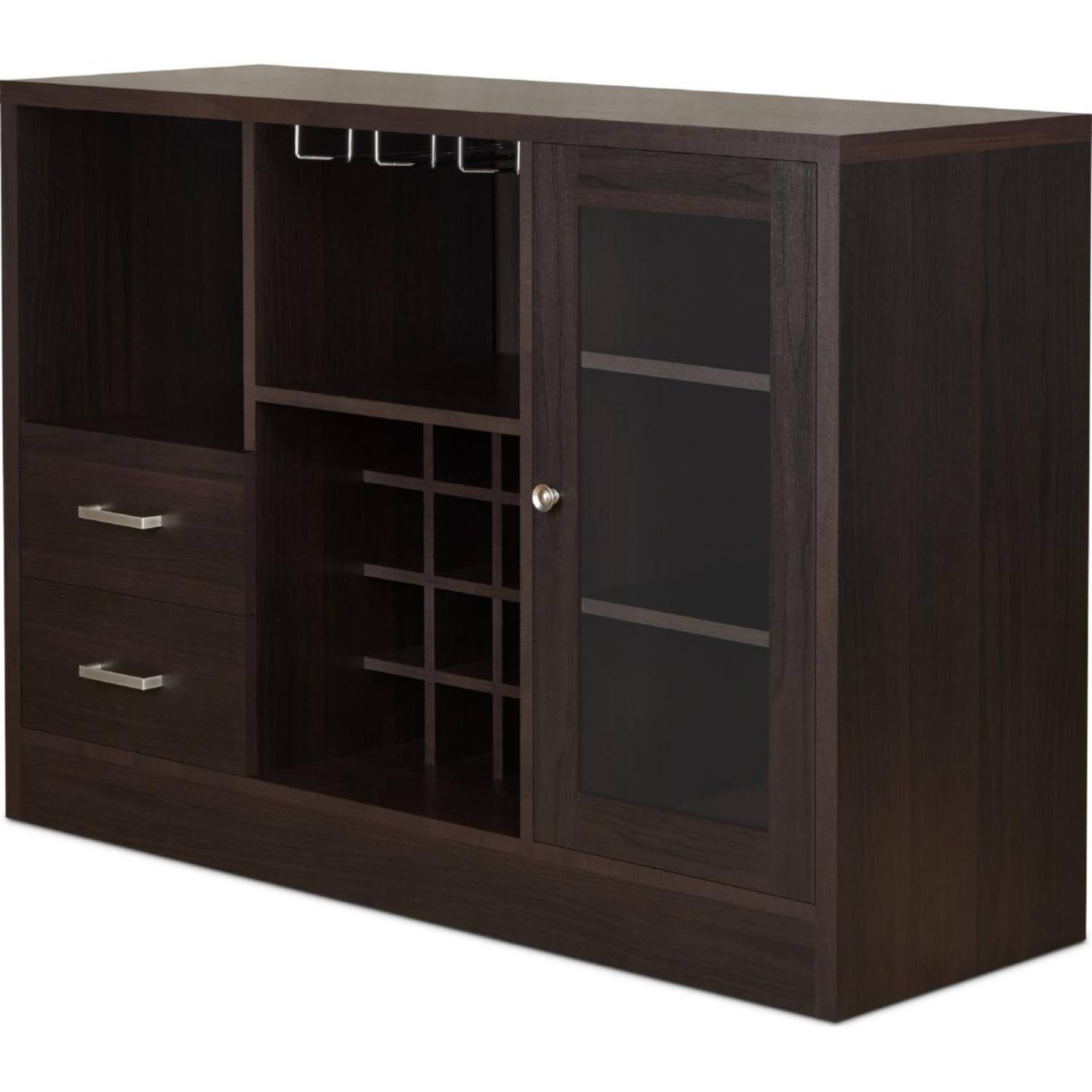 Espresso Brown Wooden Server with Two Drawers Z6008