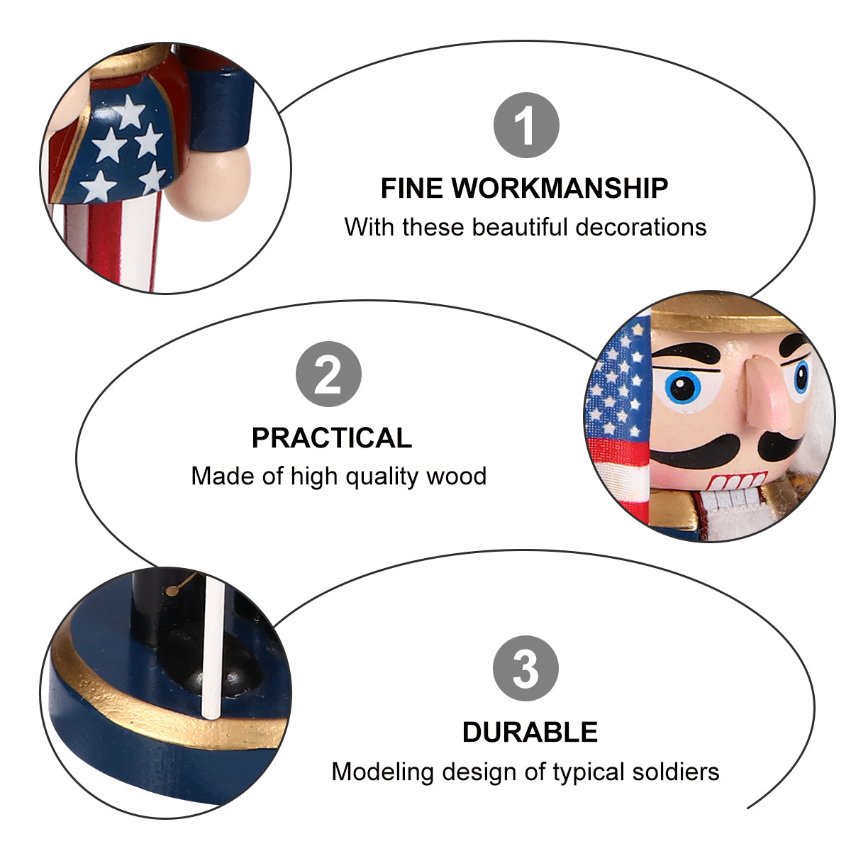 Patriotic Wooden Soldier Decoration Doll Statue J42760