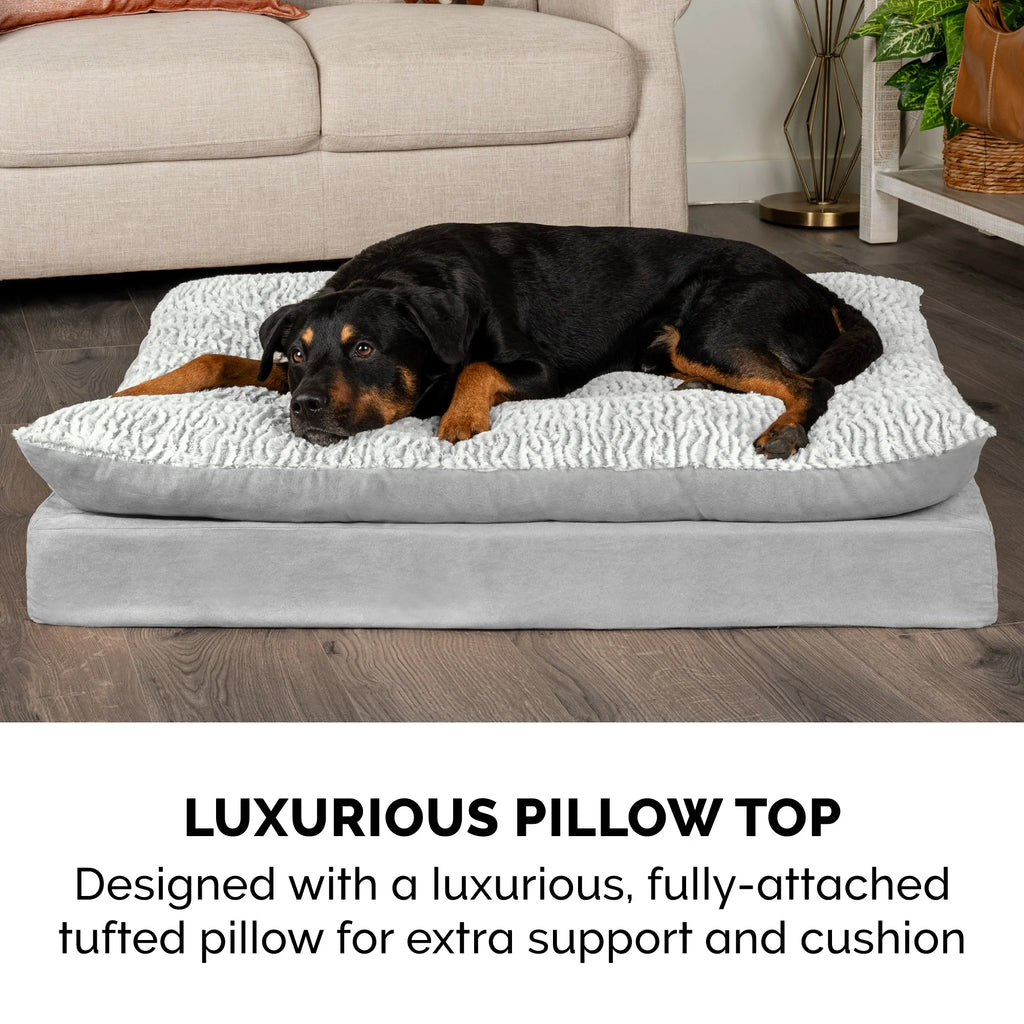 Orthopedic Pillow Top Mattress Pet Bed, Gray, Large J183