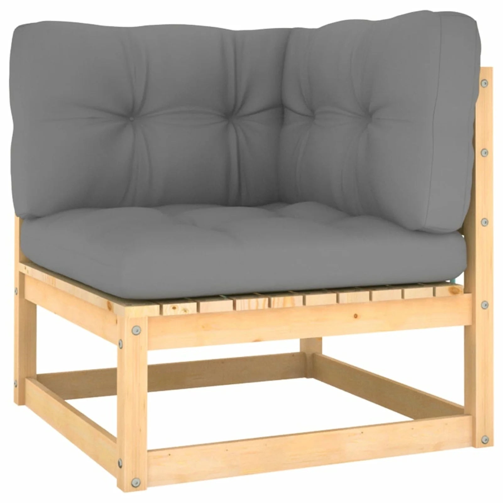 11 Piece Patio Lounge Set with Gray Cushion Pinewood Sectional Outdoor Furniture Set X768294