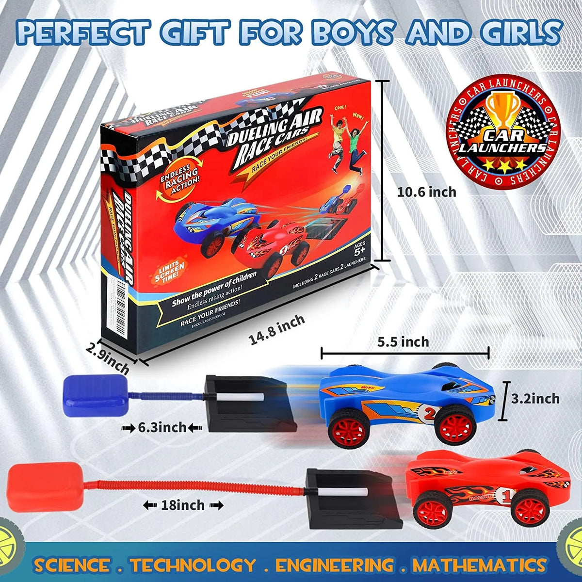 Air Powered Toy Car Launchers with Ramp and Finish Line P8941