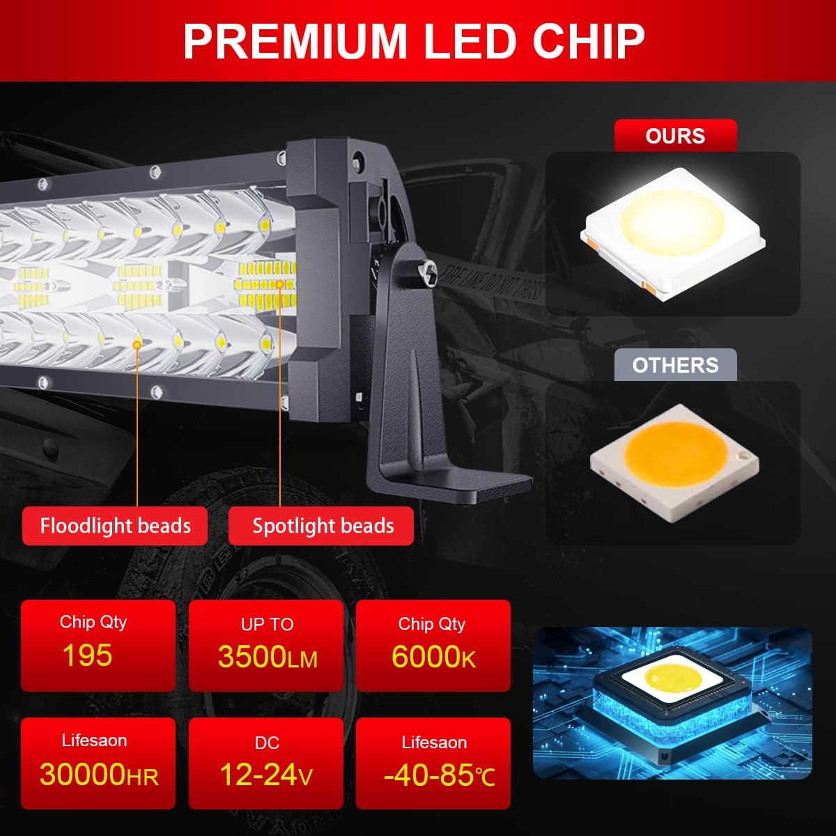 32 inch 672W Triple Row Flood Spot Combo LED Light Bar, 6000K, Pack of 2 O83496