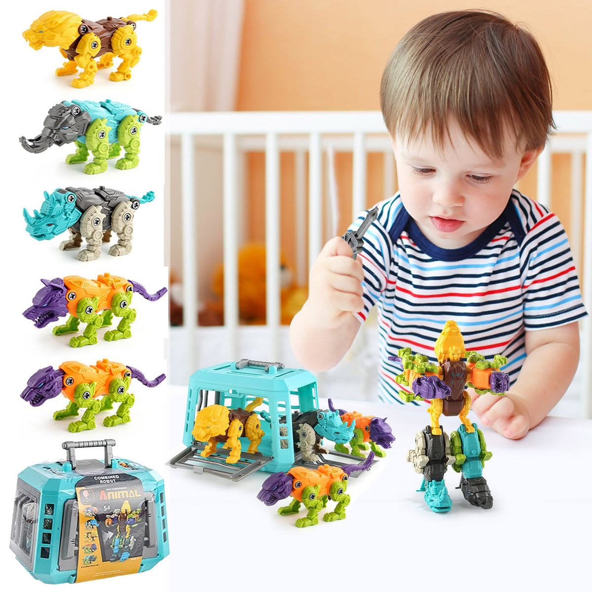 Take Animals Toys Learning Educational Toy Building Sets With Manual Drill And 5 Animals S7493