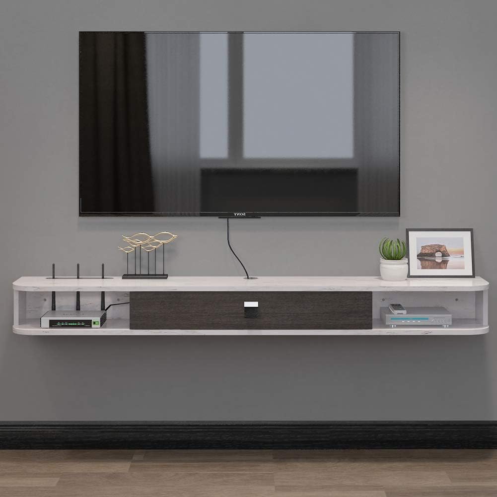 Wall-Mounted Floating TV Console with Door and Storage P190