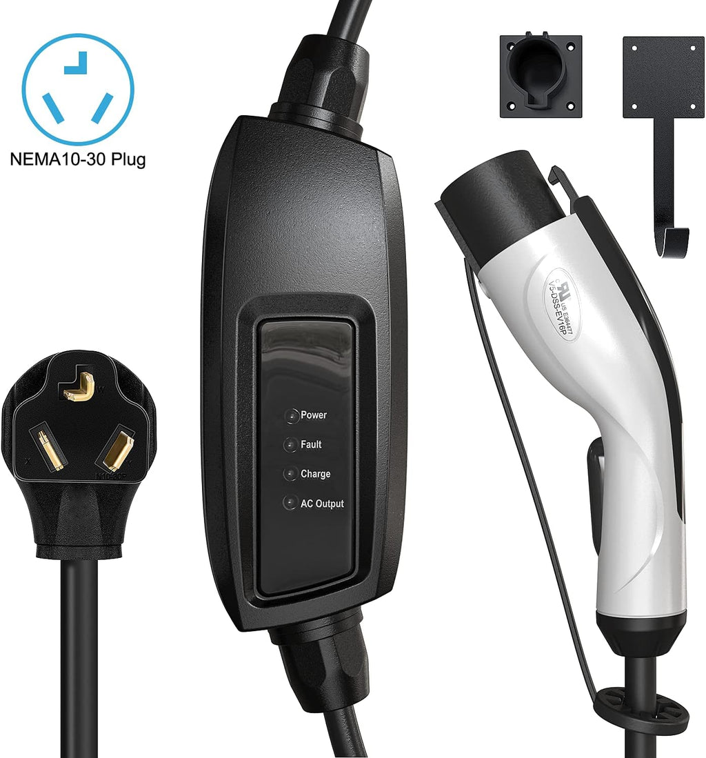 Portable Level 2 EV Charger, 240V, 16A, 25ft, NEMA 10-30 Plug W7770