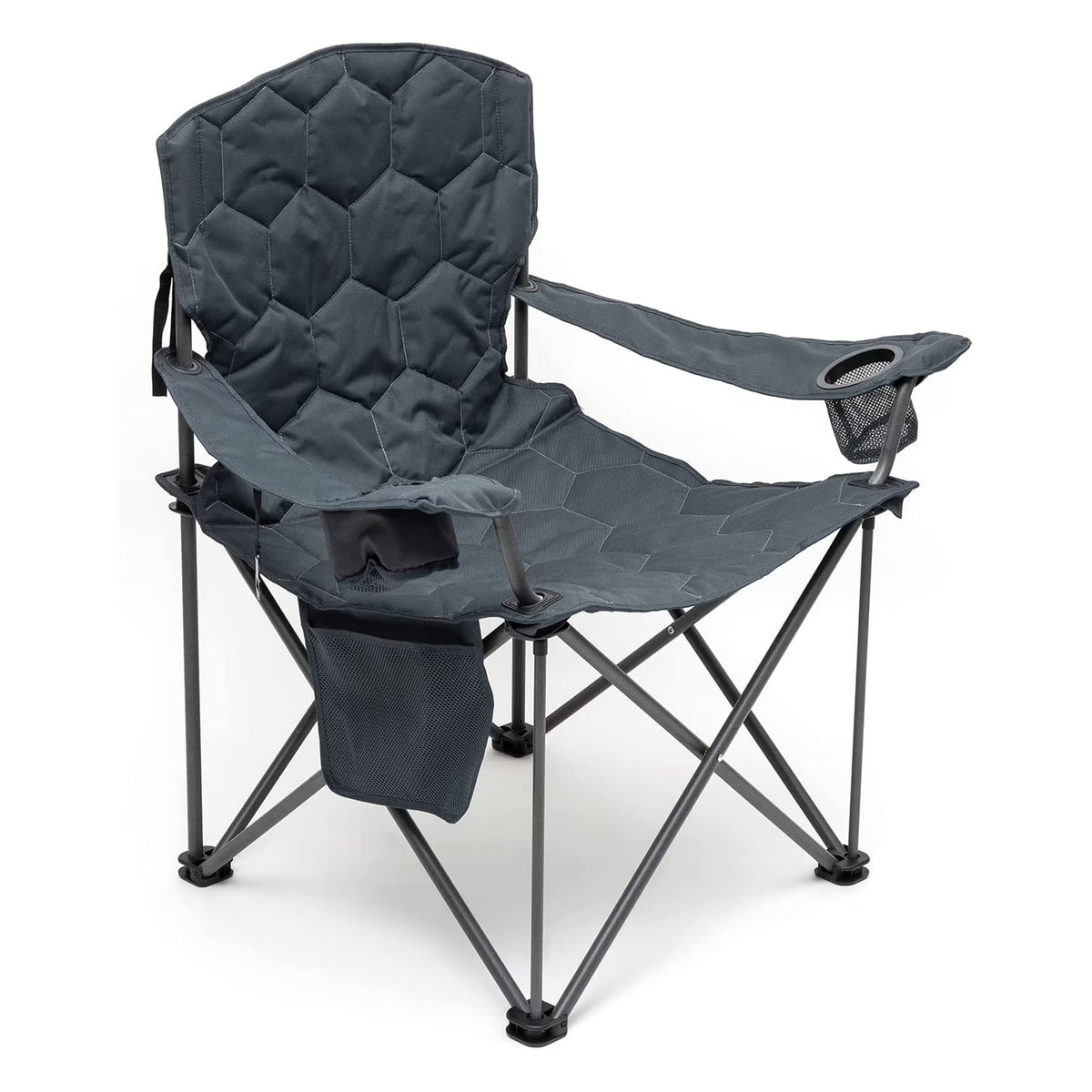 XL Oversized Heavy Duty Padded Portable Folding Camping Chair with Armrest Cup Holder & Side Pocket B116