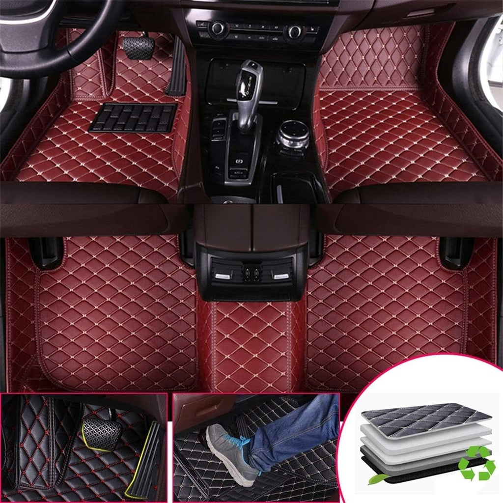 Brown Leather Car Floor Mats D8014