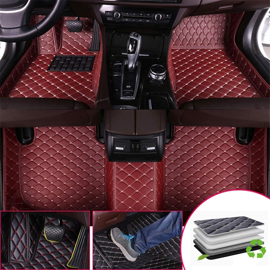 Brown Leather Car Floor Mats D8014