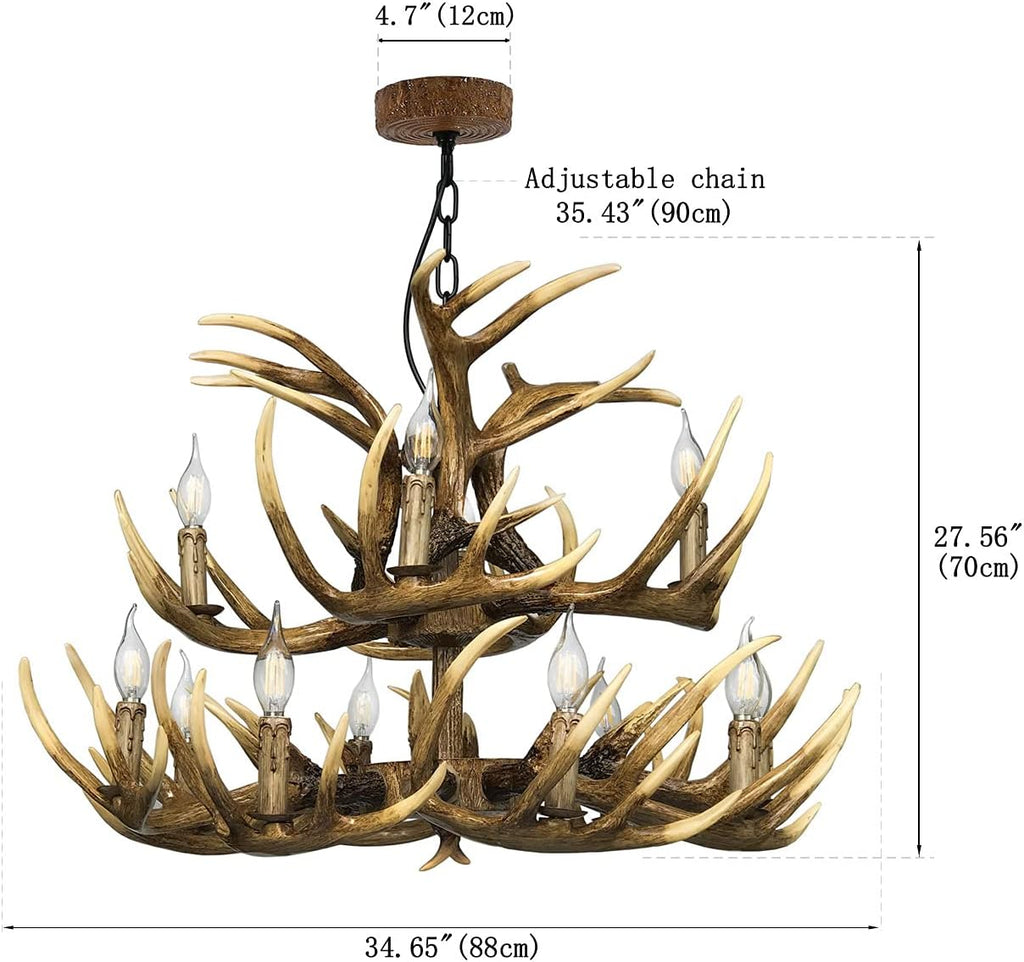 Antler Chandelier, 8+4 Lights, 12 Lights, E12 Base C724115