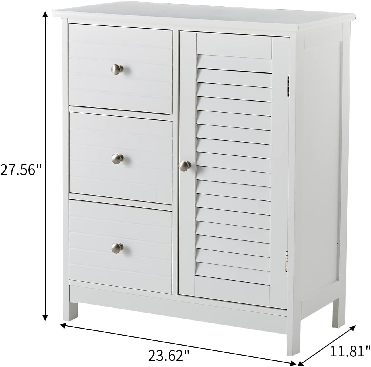 White Bathroom Storage Cabinet with 3 Drawers and 1 Two Layers Cabinet T381
