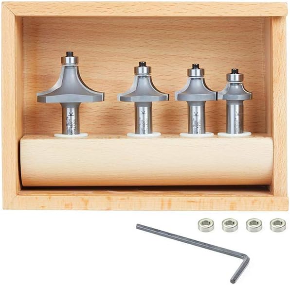 4-Pc Carbide Tipped Corner Rounding & Beading Router Bit Set 1/2 Inch Shank H605349