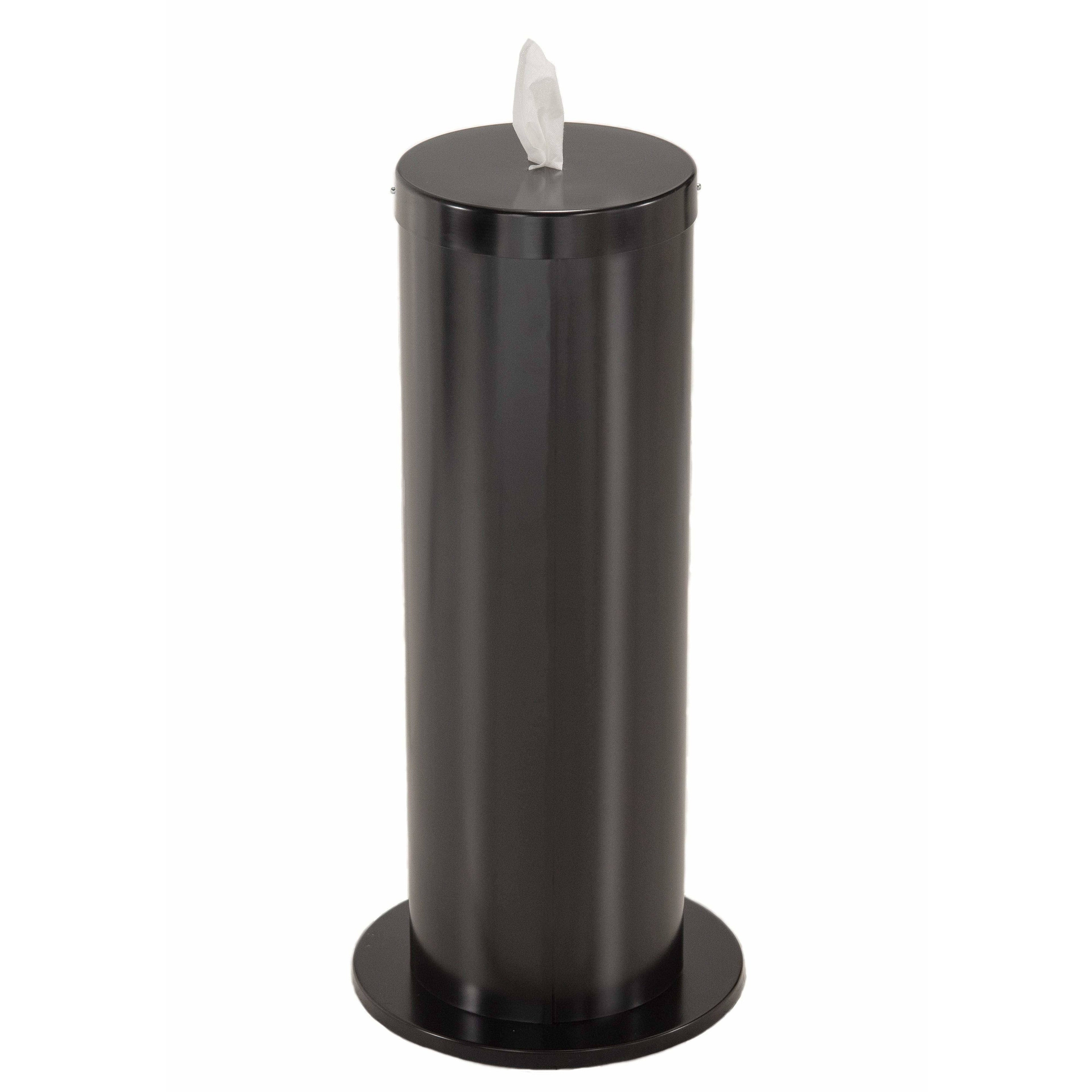Satin Black Steel Disinfecting Wipe Dispenser with Extra Storage Q403