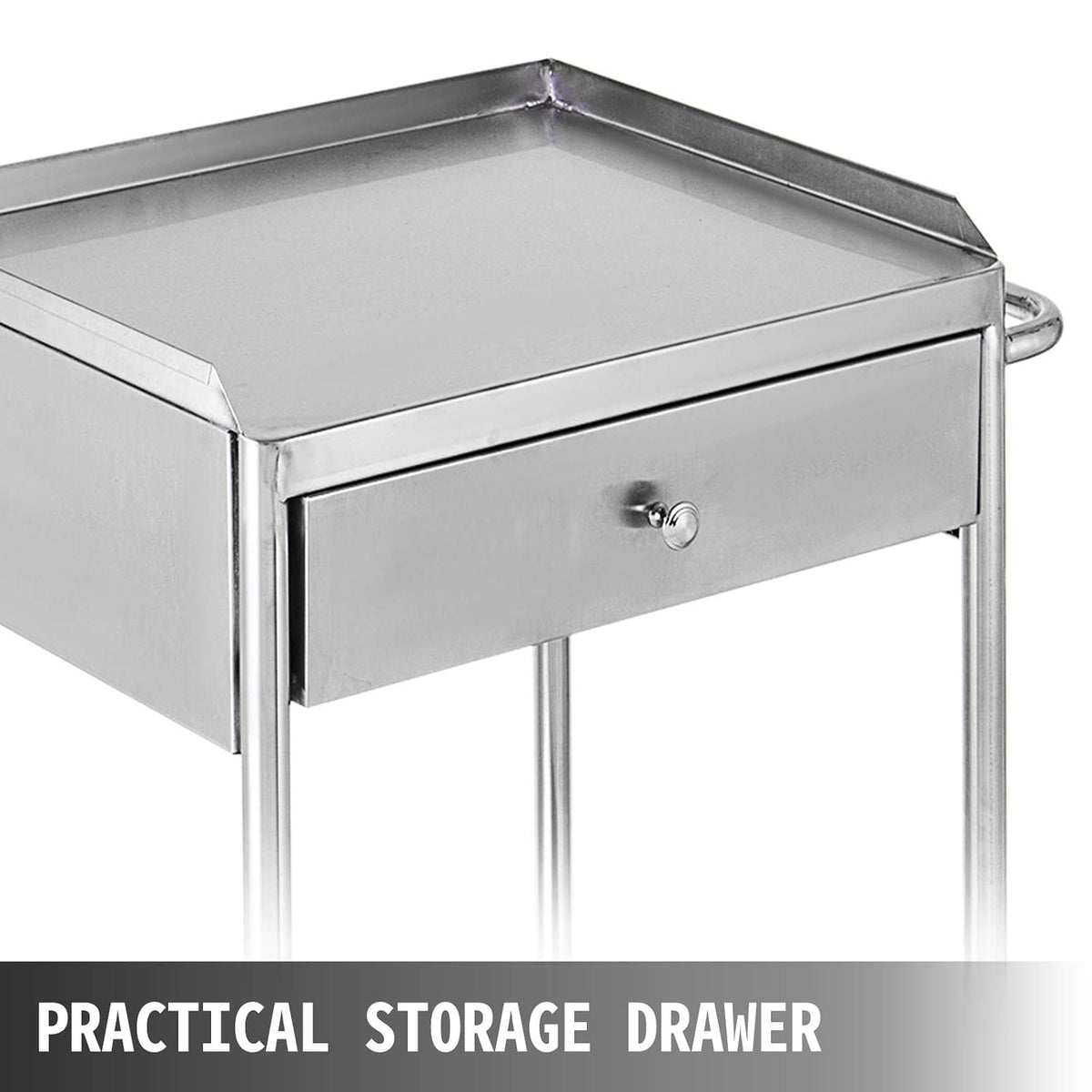 Stainless Steel Utility Cart with 2 Shelves and 1 Drawer V144006