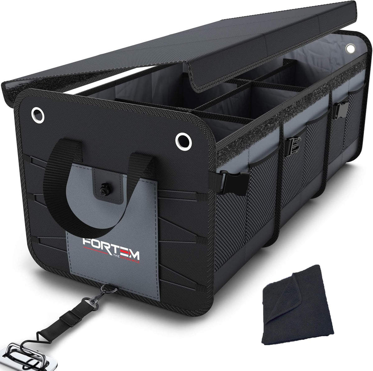 Black Collapsible Car Trunk Organizer with Cover G942
