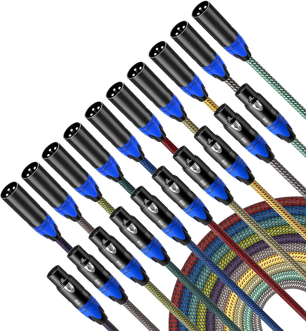10Pack 6ft Nylon Braided XLR Male to Female Microphone Cable Q819005