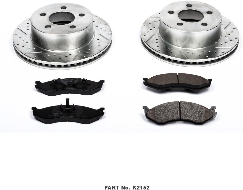 Front Z23 Carbon Fiber Brake Pads with Drilled & Slotted Brake Rotors Kit R8836